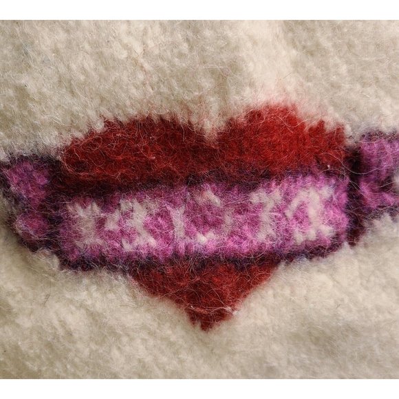 Wool Knit Pillow Cupcake Mom Heart Tattoo Pink White. by Jane Throw Decor 15x14" - Picture 3 of 12